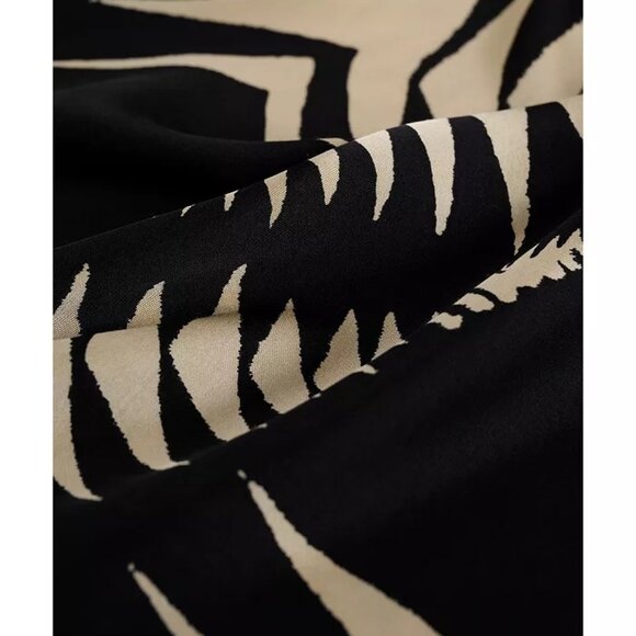 NEW | BA&Sh Geometric Print Viscose Midi Slip Dress Black Tan Leaf Napi  S - Picture 3 of 8